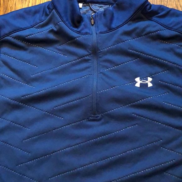 UNDER ARMOUR Quarter Zipper Blue Stripe Pullover Sz Large - Picture 6 of 11
